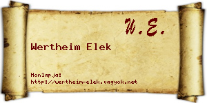 Wertheim Elek névjegykártya